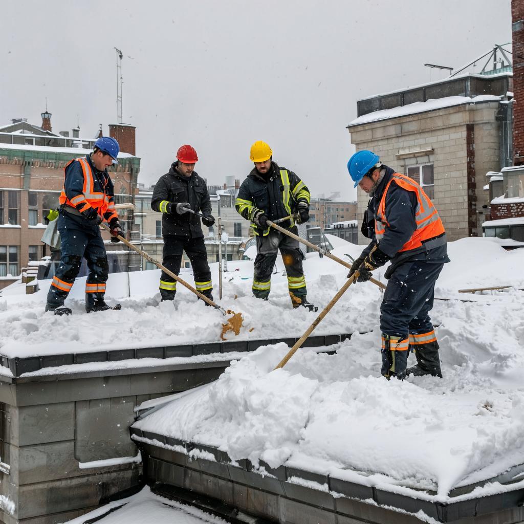 Уборка снега с крыш в Минске